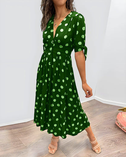 Liv™ | V-neck dress with polka dot pattern
