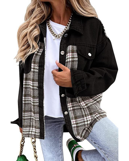 Hedda™ | Checked Denim Jacket