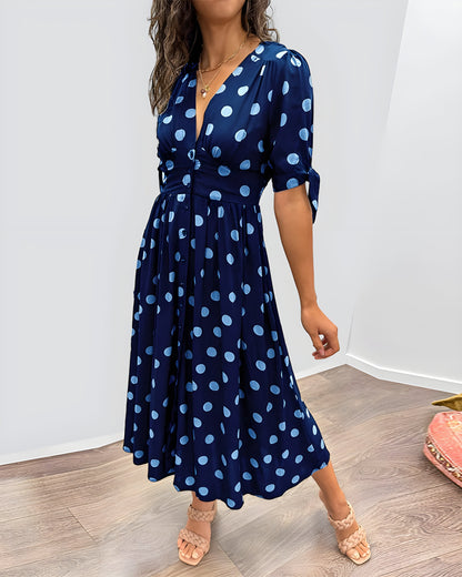 Liv™ | V-neck dress with polka dot pattern