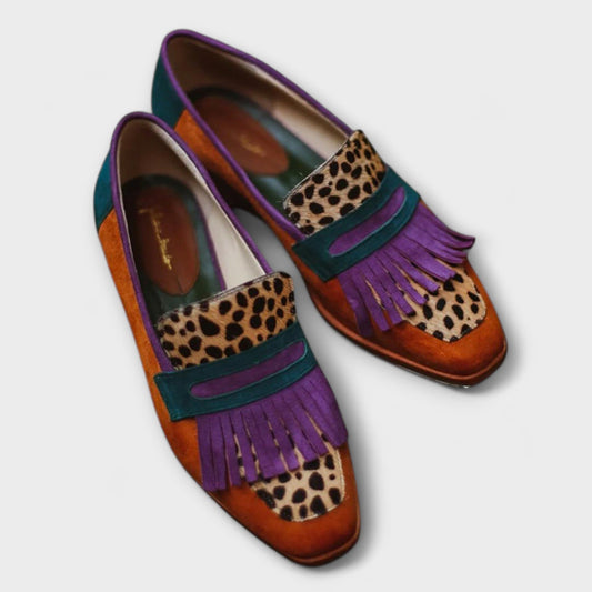 Elin™ | Brown Loafer with Leopard Print