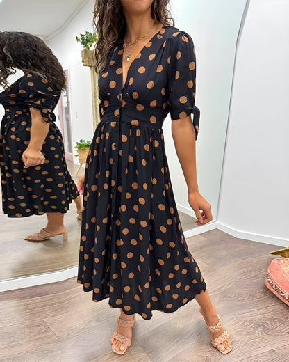 Liv™ | V-neck dress with polka dot pattern