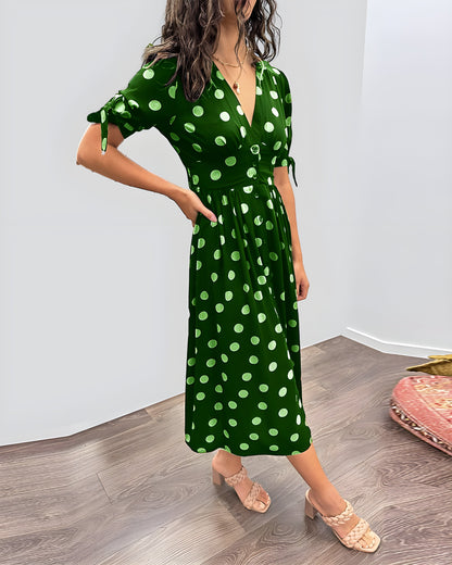Liv™ | V-neck dress with polka dot pattern