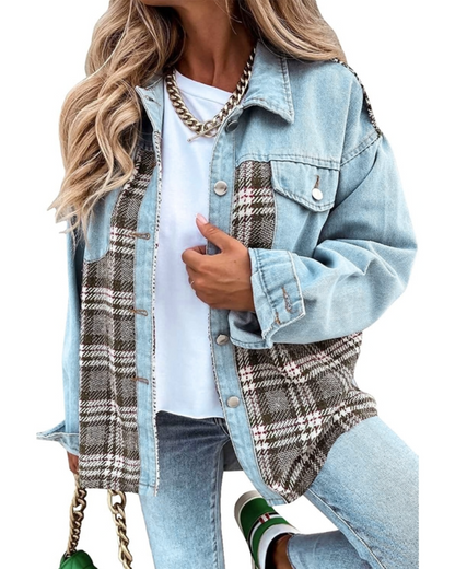 Hedda™ | Checked Denim Jacket
