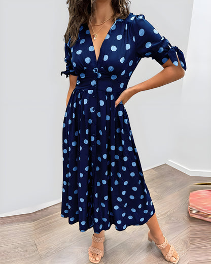 Liv™ | V-neck dress with polka dot pattern