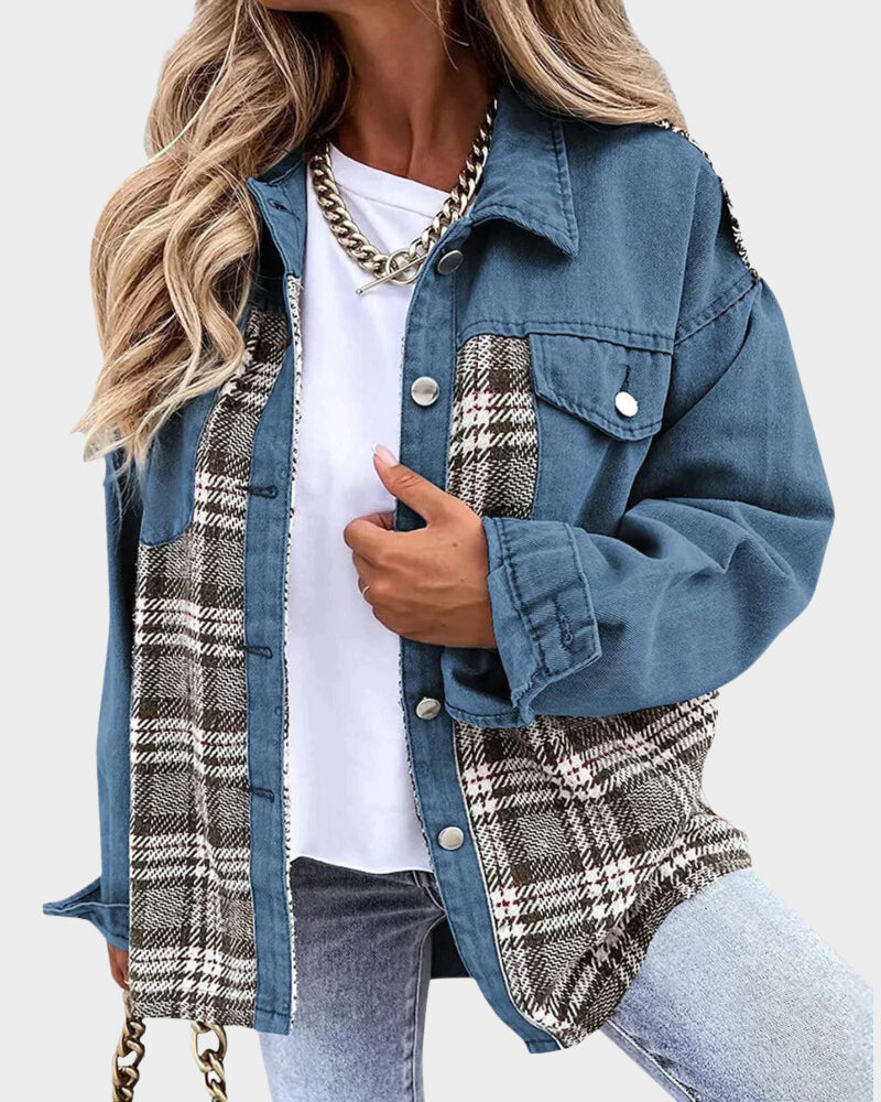 Hedda™ | Checked Denim Jacket