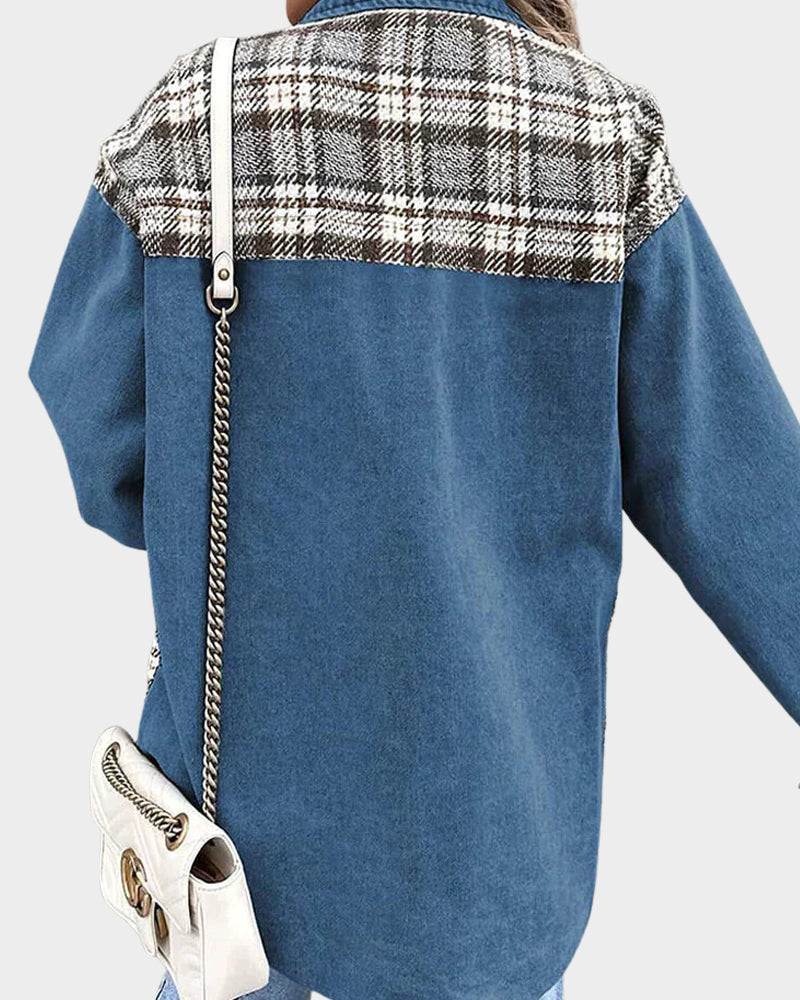 Hedda™ | Checked Denim Jacket