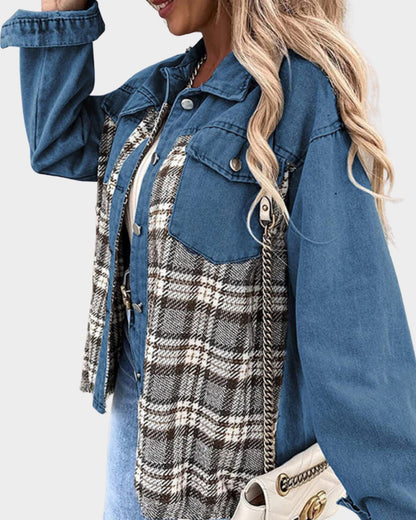 Hedda™ | Checked Denim Jacket