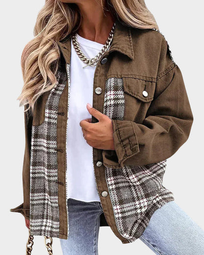 Hedda™ | Checked Denim Jacket
