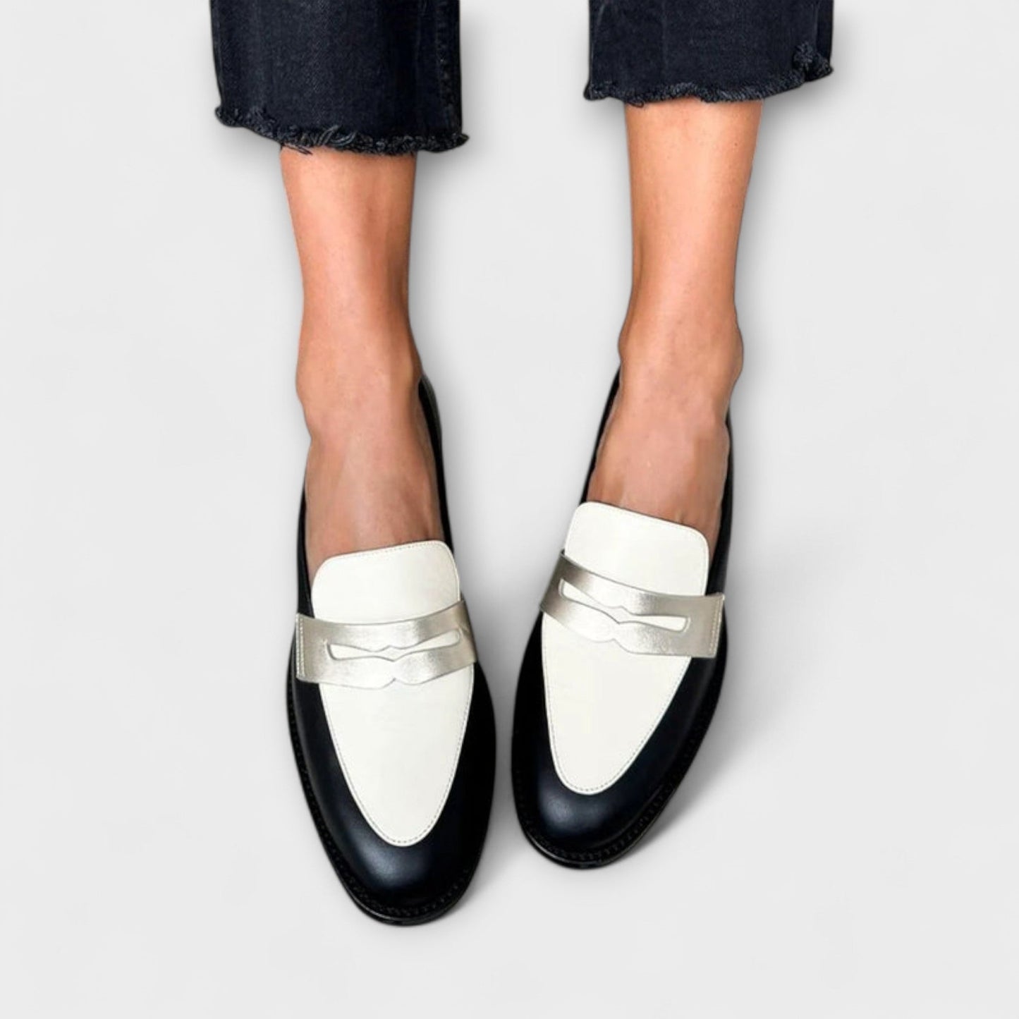 Lovisa™ | Black Loafers with Metallic Shine
