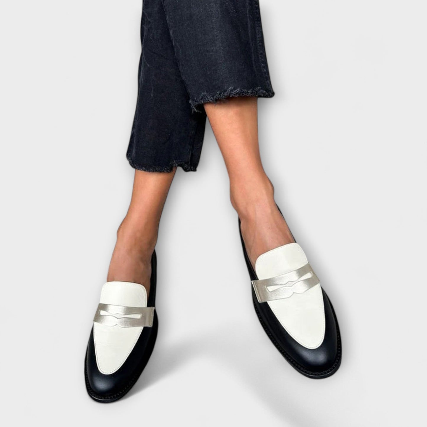 Lovisa™ | Black Loafers with Metallic Shine
