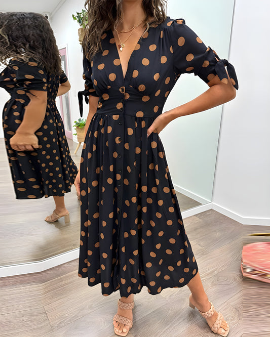 Liv™ | V-neck dress with polka dot pattern