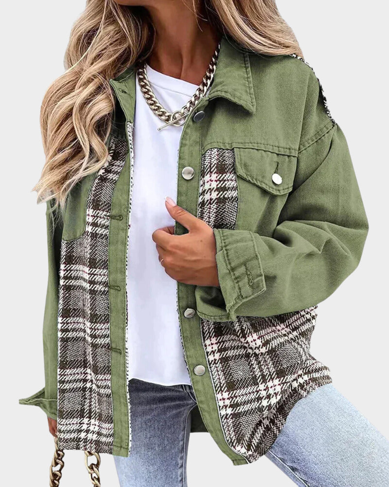 Hedda™ | Checked Denim Jacket
