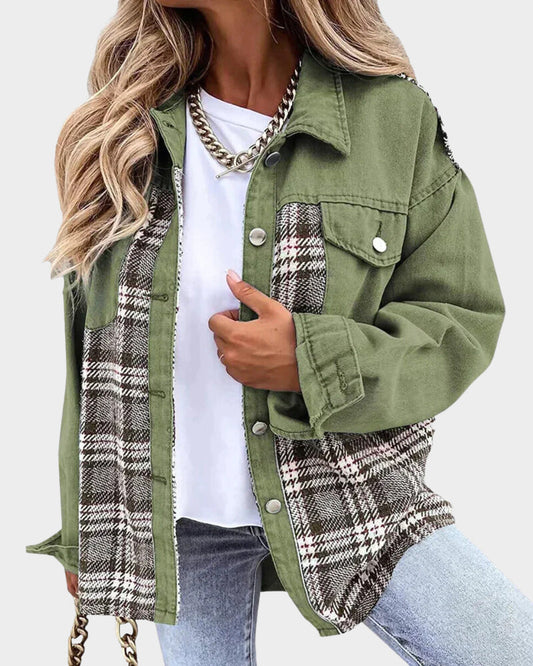 Hedda™ | Checked Denim Jacket